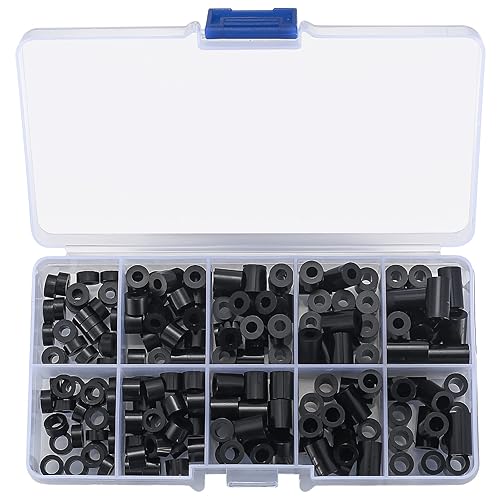 320 Pezzi M3/M4 Distanziali Rotondi in Nylon, Distanziatori Isolanti, Rondelle Distanziali in Plastica, Guarnizione Piatta Distanziatrice Assortimento Kit Nero per Viti Motori Macchinari Automobili - Honorern